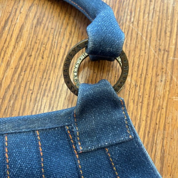 Harvey's Seatbelt Bag Stella Denim Blue Indigo Teardrop Curved Shape Satchel Bag - Picture 14 of 14